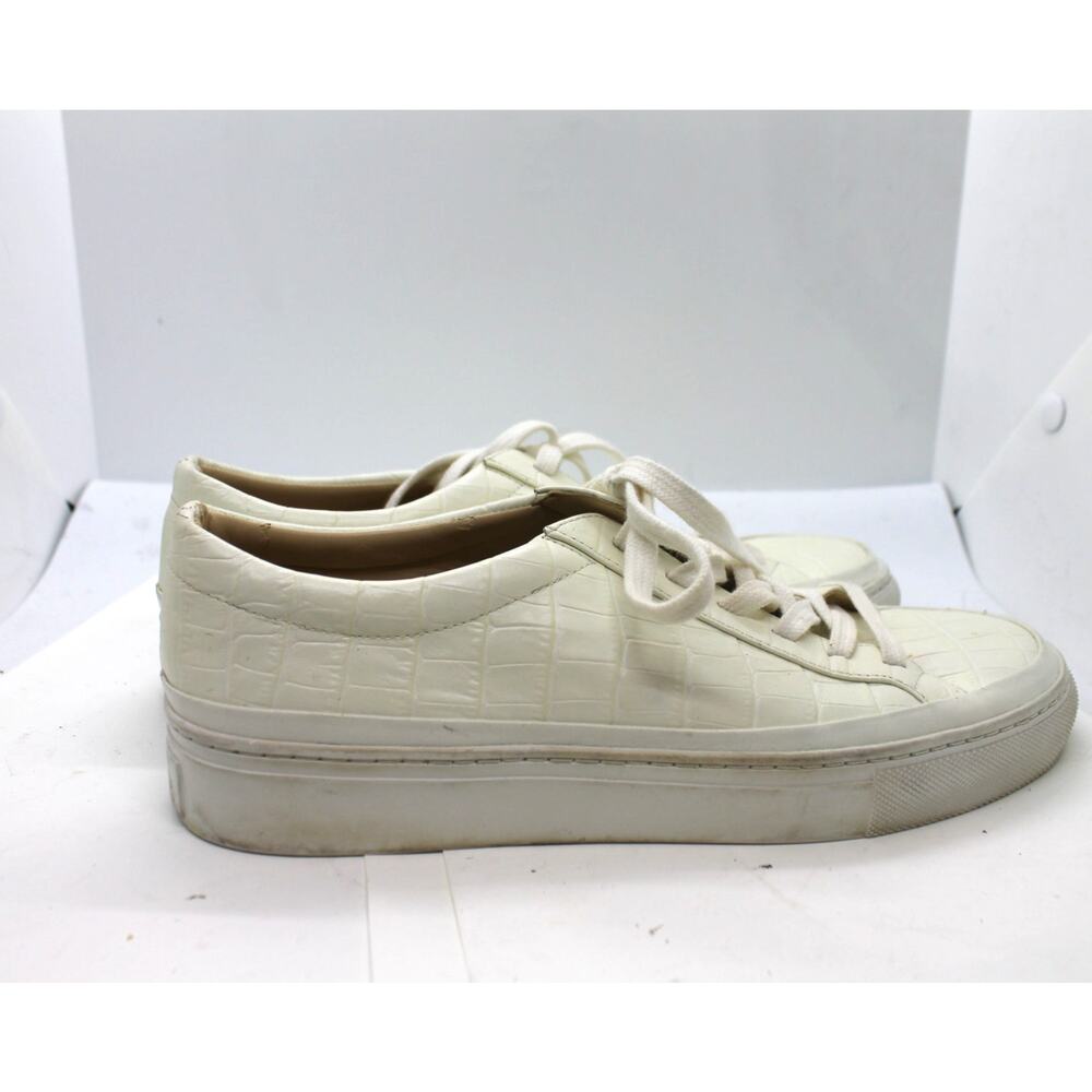 Via Spiga White Croc Embossed Leather Sneakers sz 8 M / 38 EU